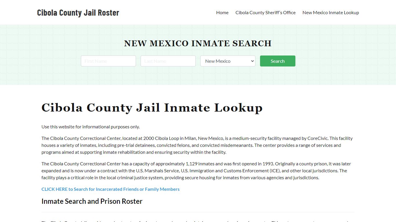 Cibola County Jail Roster Lookup, NM, Inmate Search